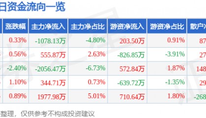 股票行情快报:天龙集团(300063)10月9日主力资金净卖出1078.13万元