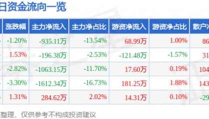 股票行情快报:友好集团(600778)9月25日主力资金净卖出935.11万元