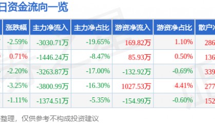 股票行情快报:天龙集团(300063)10月16日主力资金净卖出3030.71万元