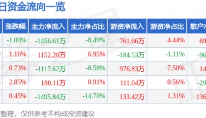 股票行情快报:南宁百货(600712)8月12日主力资金净卖出1456.61万元